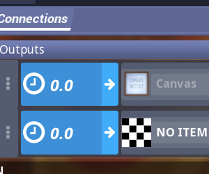 Image shows two connections in an item, one pointing to a canvas, and the other to no item.