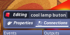 Example of a custom name being applied. A basic shape button has been renamed to cool lamp button.